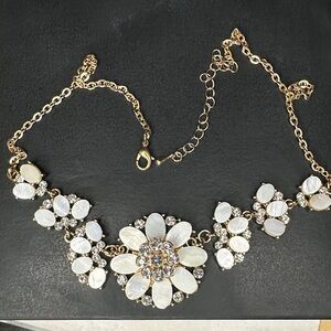 Gold and White Floral Necklace